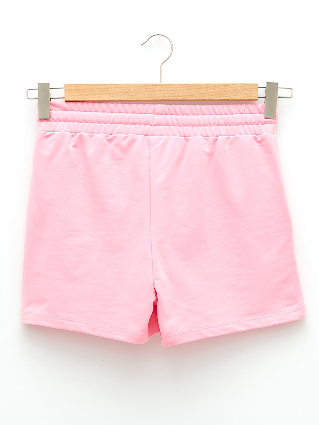 Pembe Beli Lastikli Baskılı Cep Detaylı Kadın Bermuda Şort-7