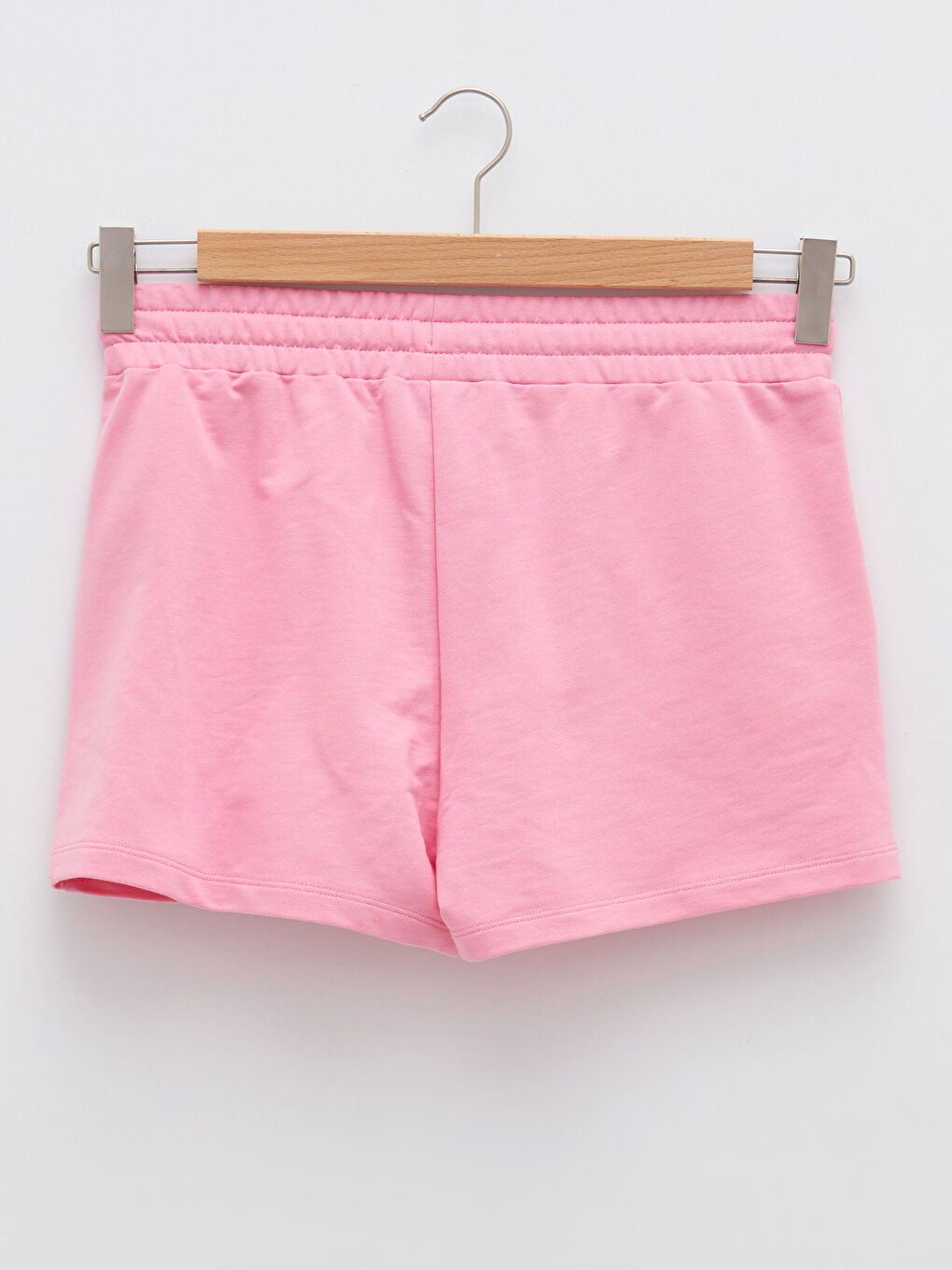 Pembe Beli Lastikli Baskılı Cep Detaylı Kadın Bermuda Şort-6