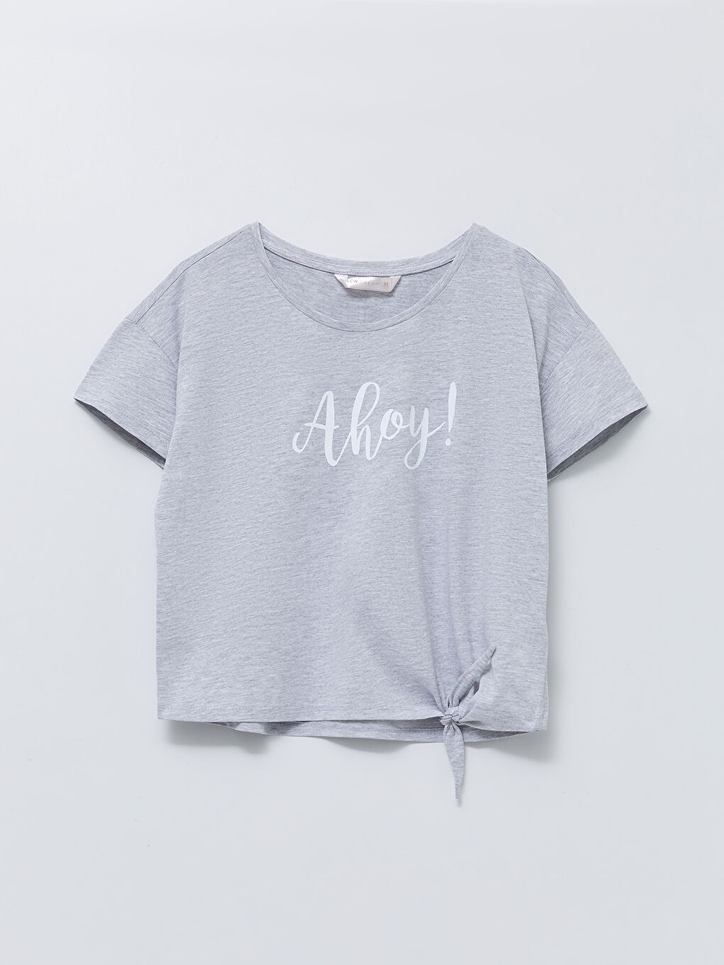 Ekru Bisiklet Yaka Baskılı Kısa Kollu Kadın Pijama Takımı-5