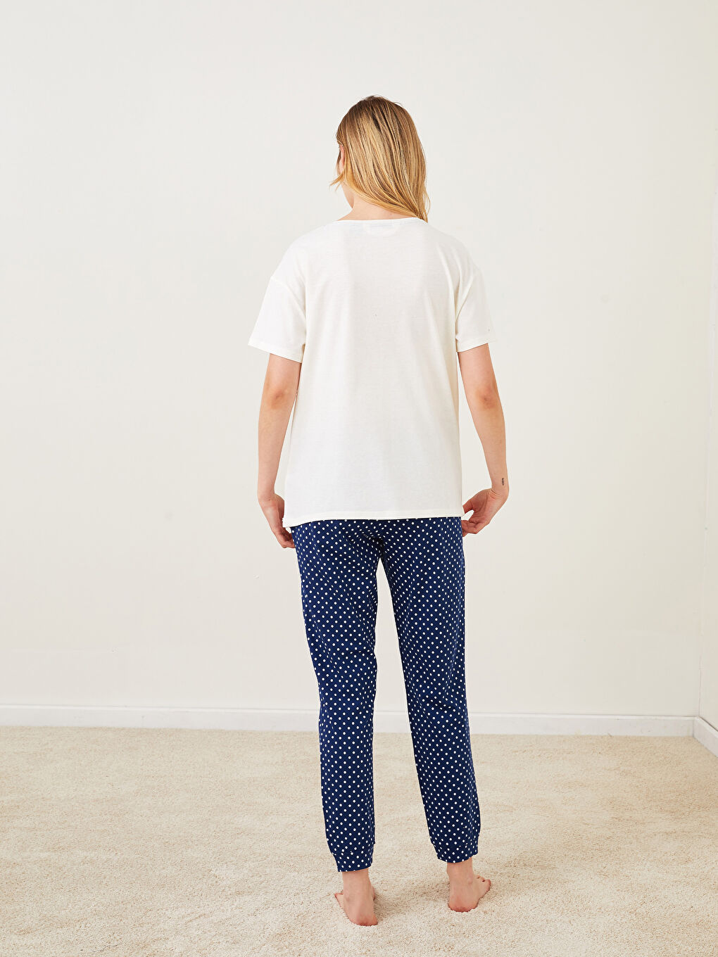 Crew Neck Minnie Mouse Printed Short Sleeve Cotton Women's Pajamas Set-3