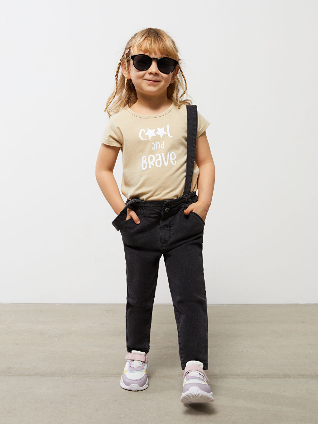 LCW baby Gri Beli Lastikli Pamuklu Kız Bebek Jean Pantolon