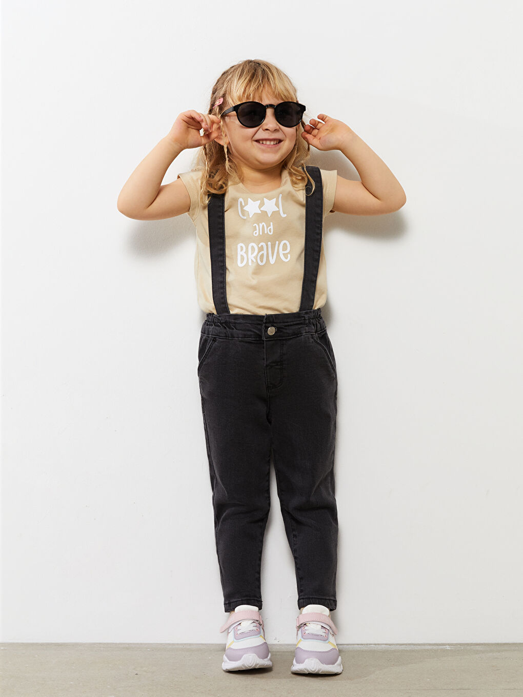 LCW baby Gri Beli Lastikli Pamuklu Kız Bebek Jean Pantolon - 1