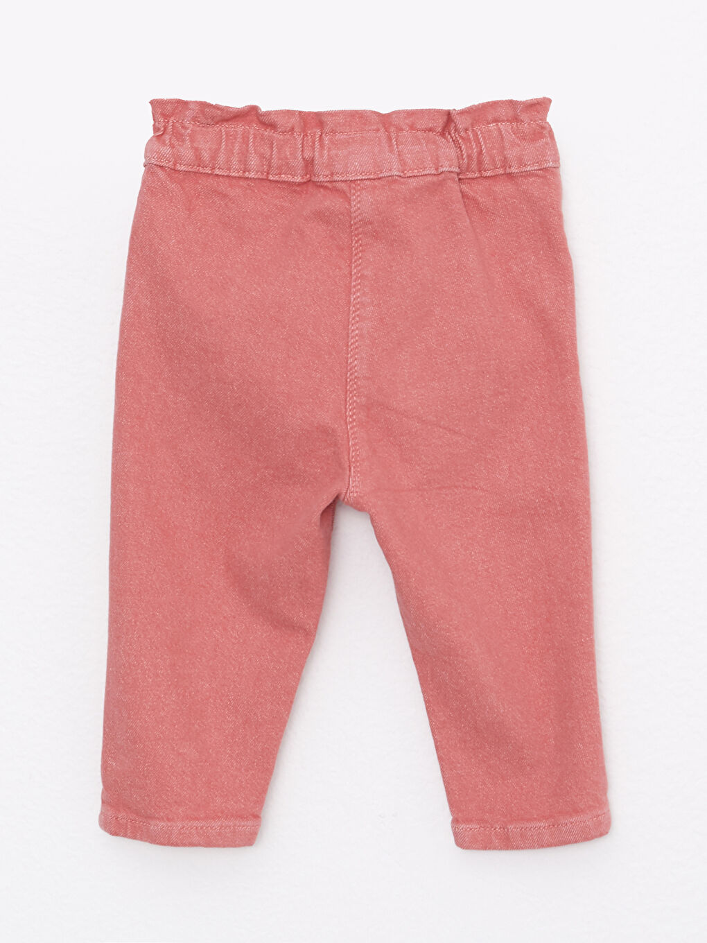 Pembe Beli Lastikli Basic Kız Bebek Jean Pantolon-1