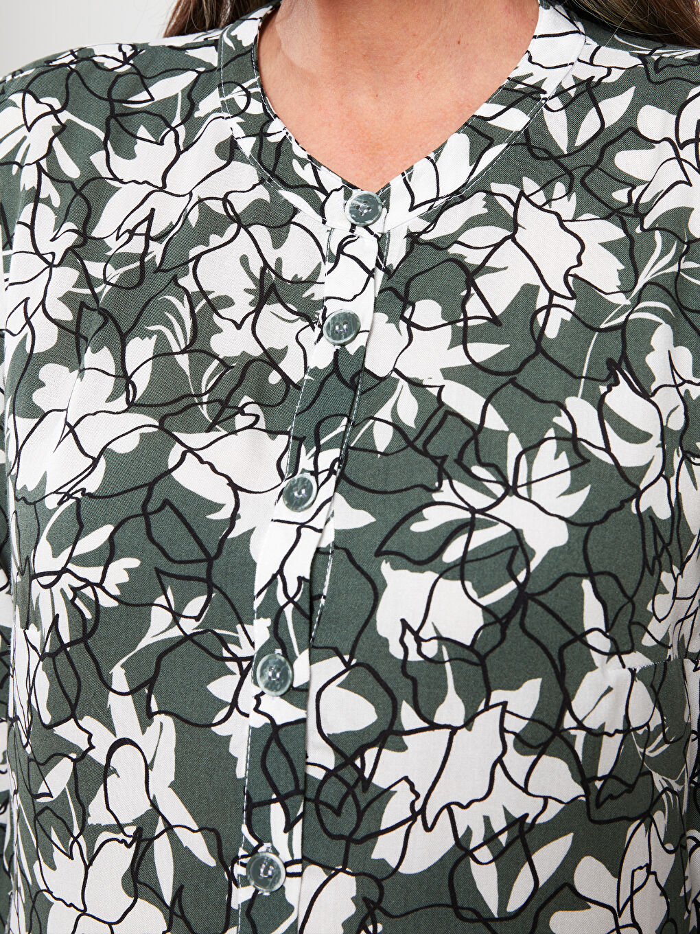 LCW Grace Crew Neck Floral Long Sleeve Viscose Women's Tunic -S2HC78Z8-LQB