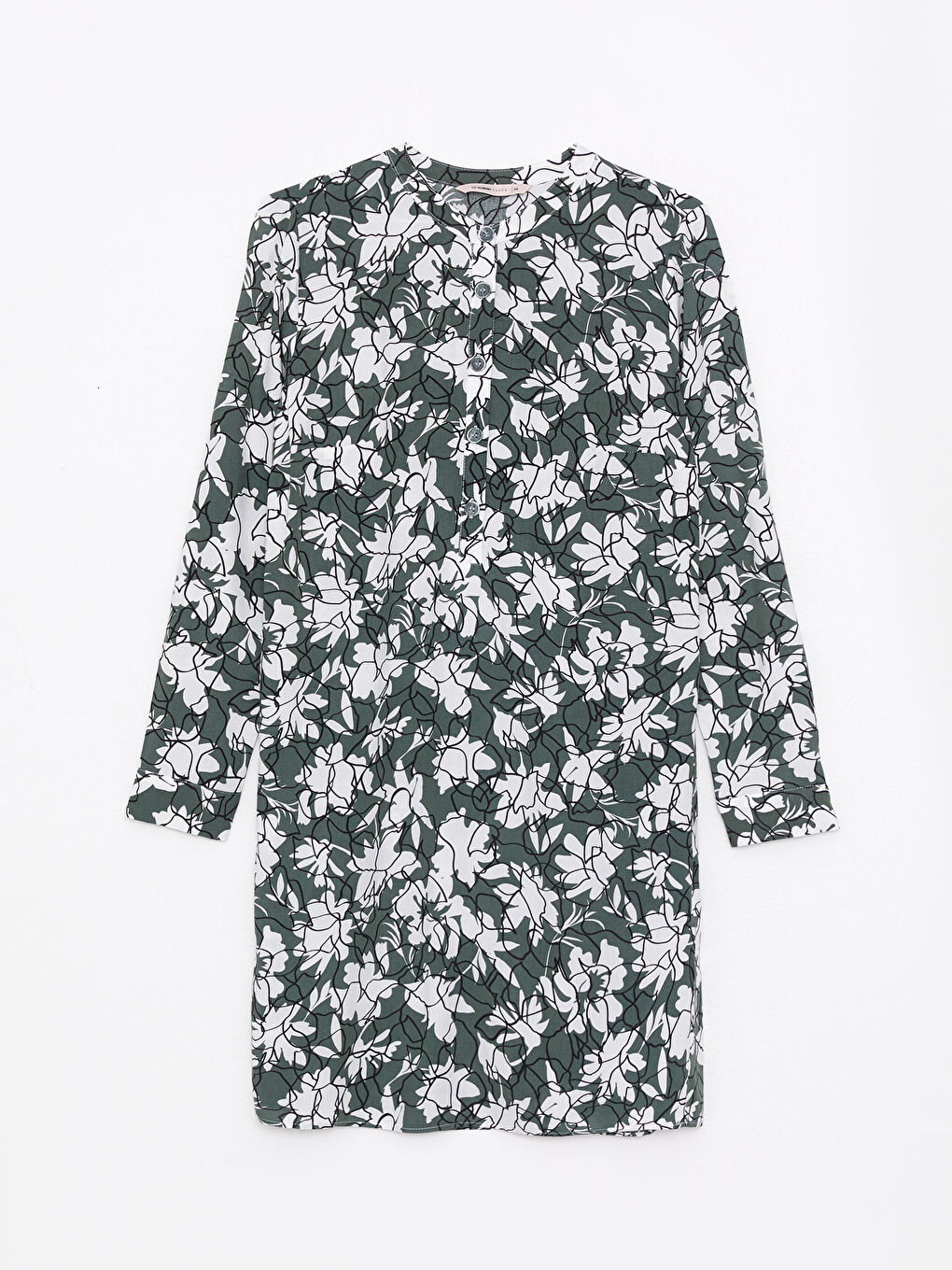 LCW Grace Crew Neck Floral Long Sleeve Viscose Women's Tunic -S2HC78Z8-LQB