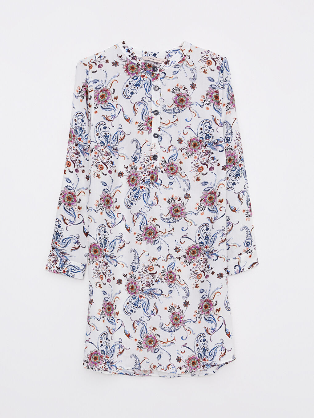 Crew Neck Floral Long Sleeve Viscose Women's Tunic-5