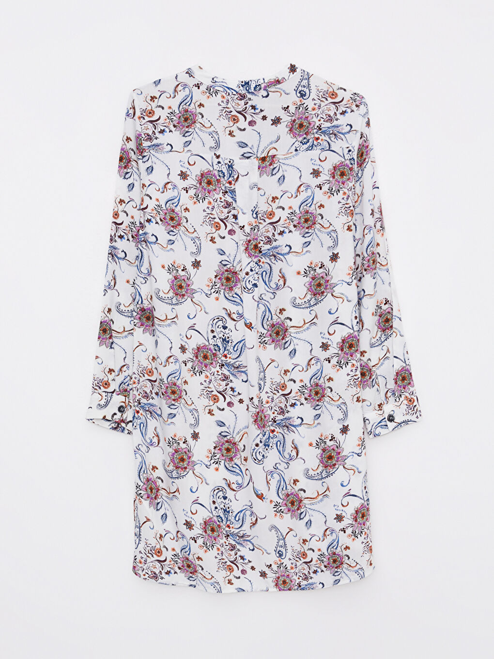 Crew Neck Floral Long Sleeve Viscose Women's Tunic-6