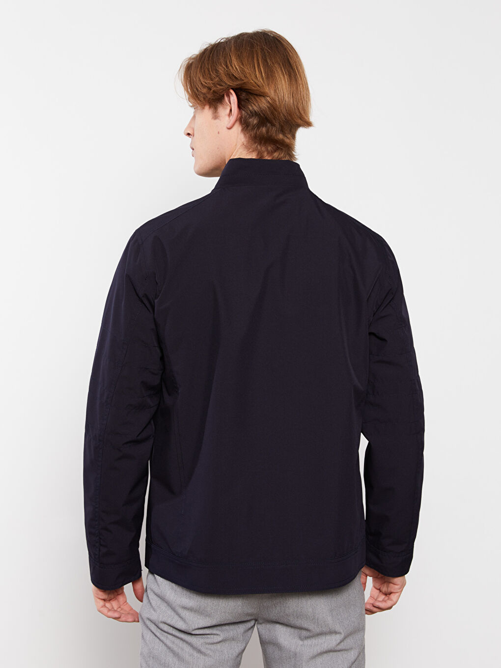 Lacivert Standart Kalıp Dik Yaka Erkek Mont-5