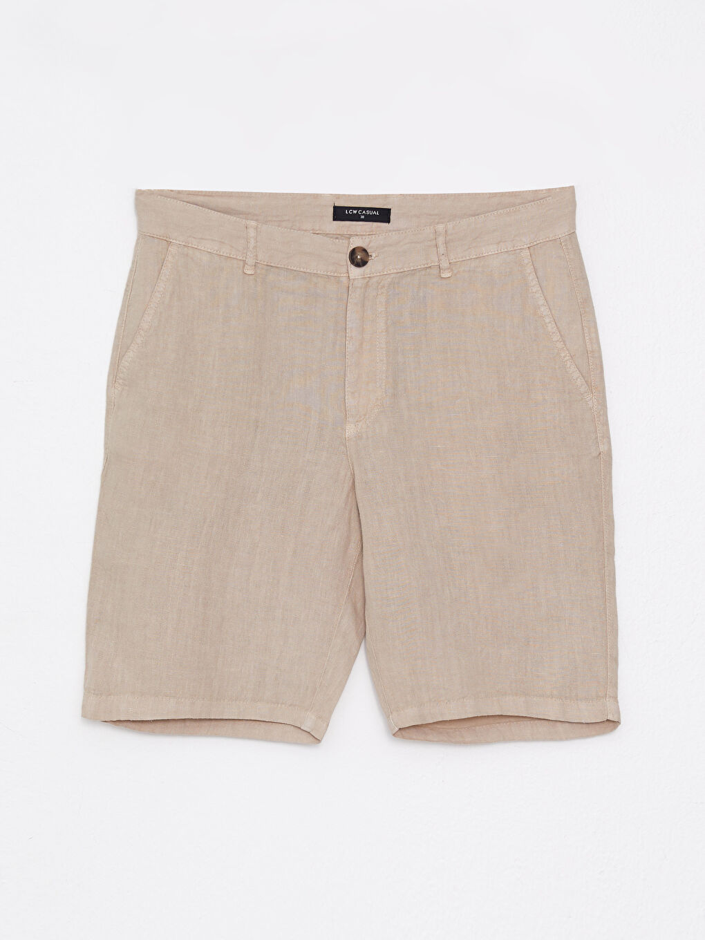 Bej Standart Kalıp Gabardin Erkek Şort-5