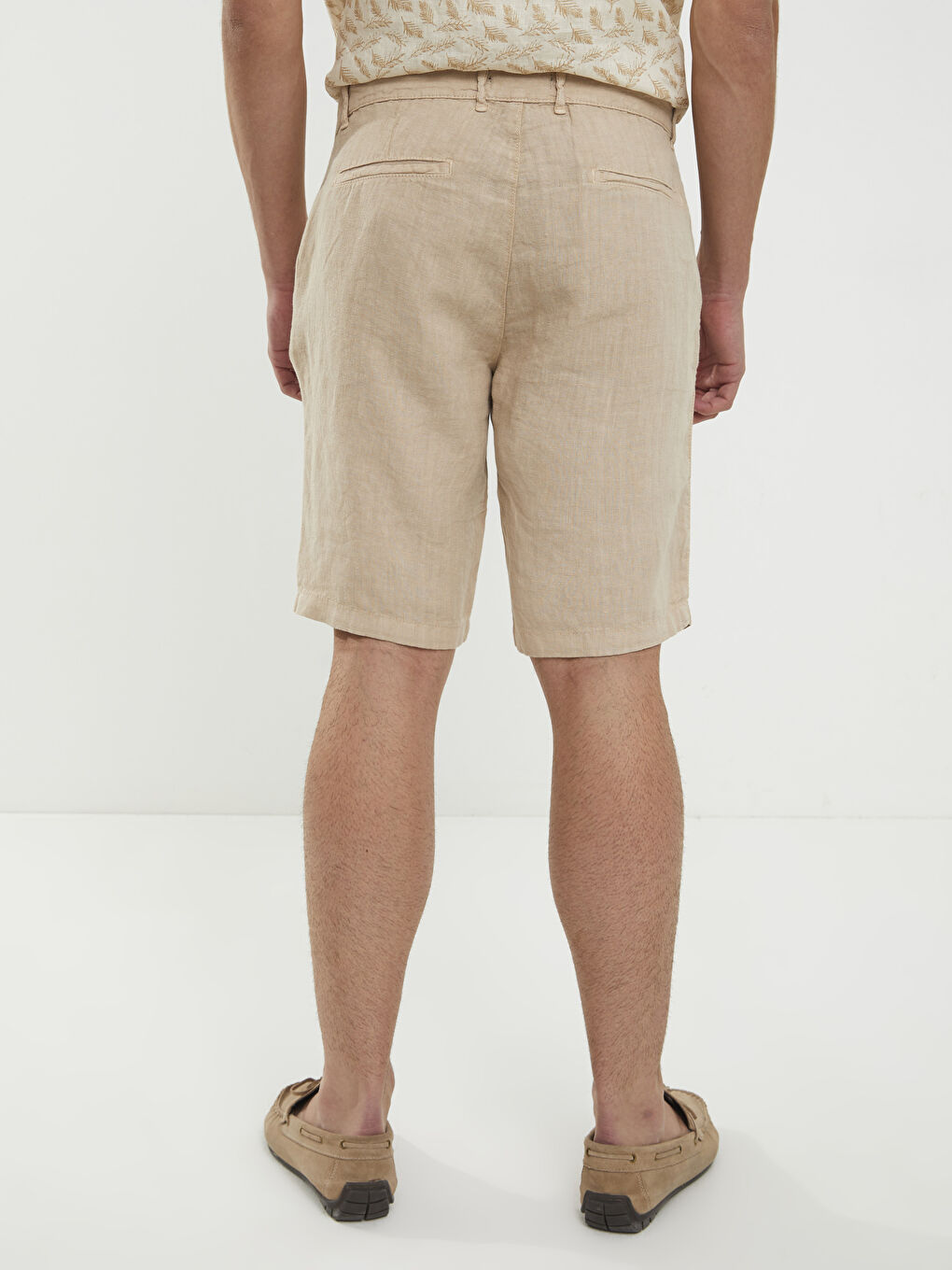 Bej Standart Kalıp Gabardin Erkek Şort-4