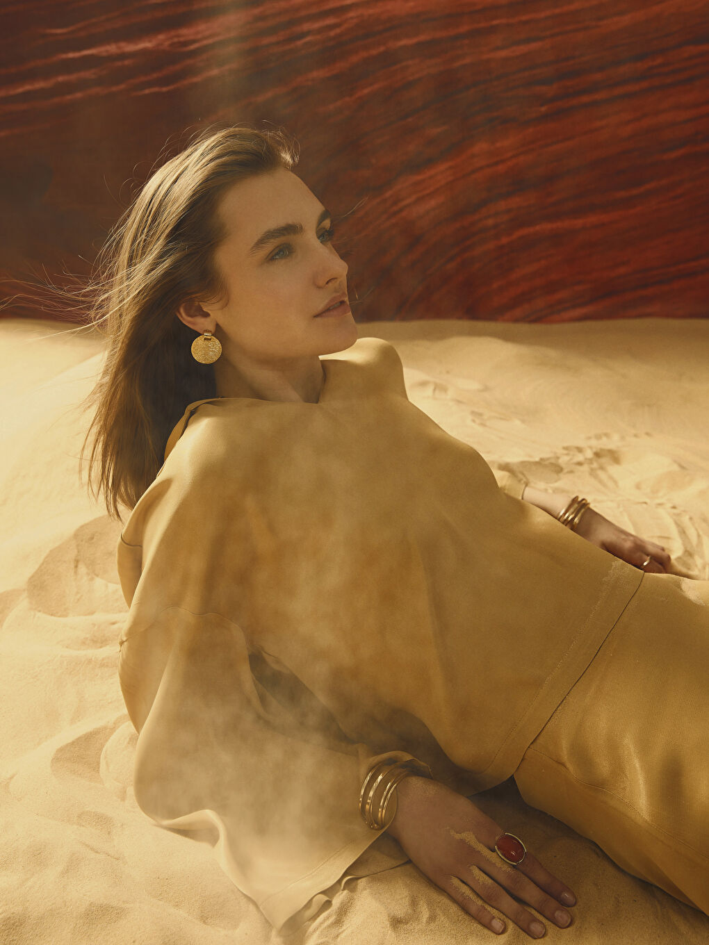 Polo Neck Straight Long Sleeve Satin Women's Blouse