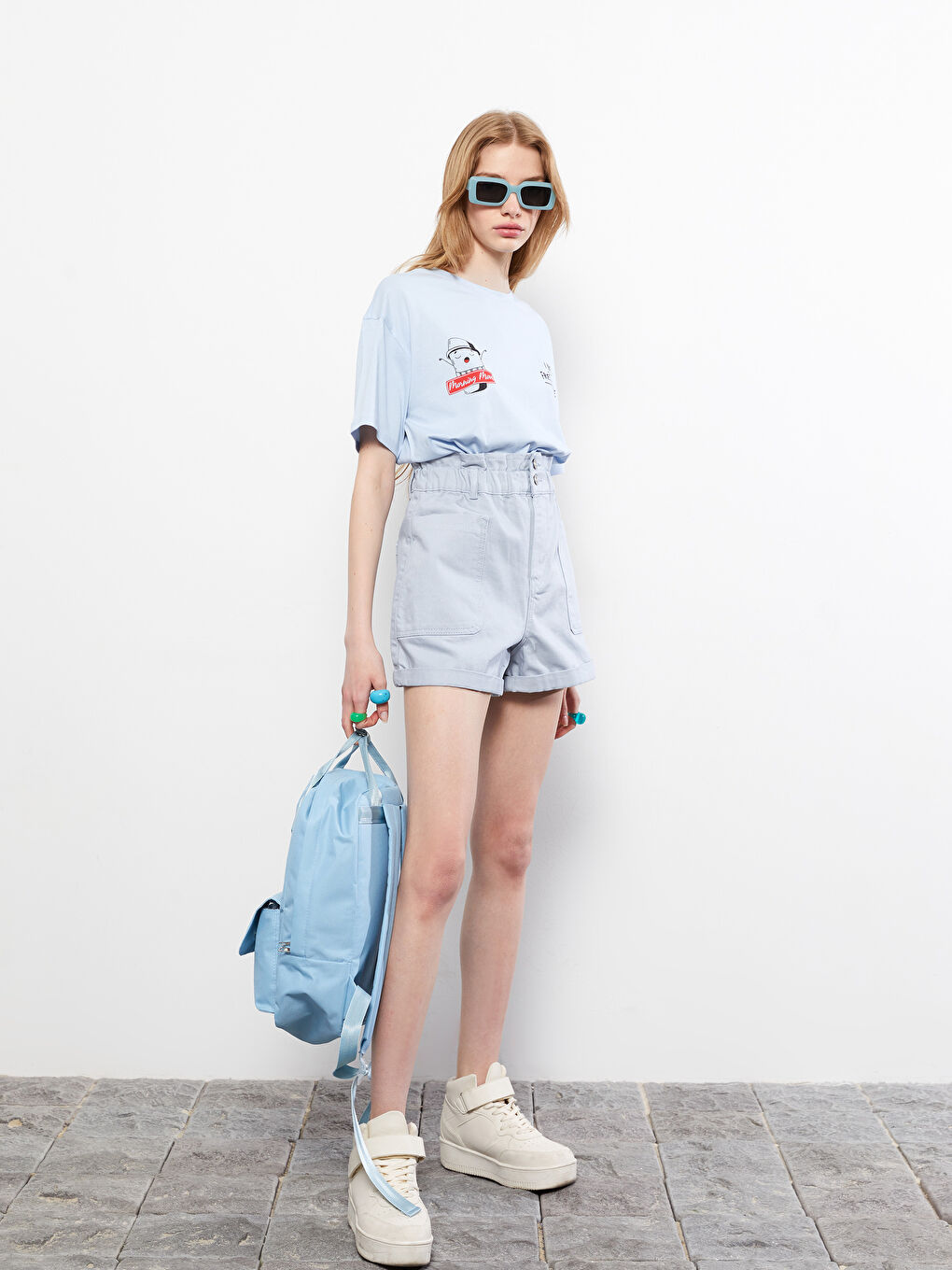 Women's High Waist Slouchy Straight Pocket Detailed Jean Shorts -S2HD12Z8-G7S