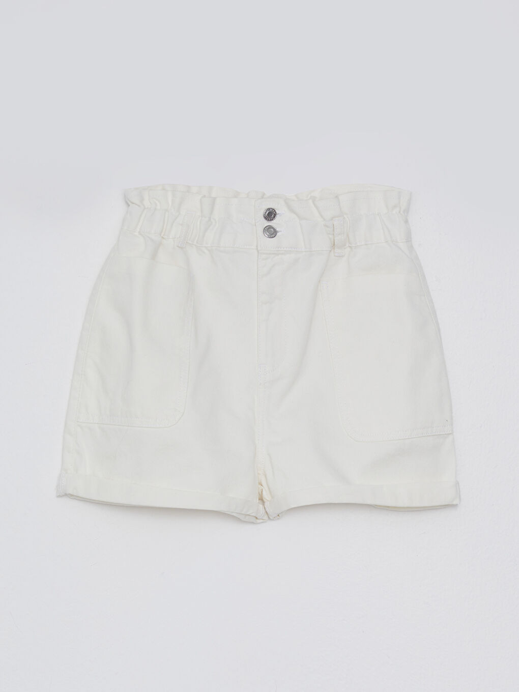 Elastic Waist Slouchy Pocket Detailed Women's Rodeo Jean Shorts -S2HD14Z8-844