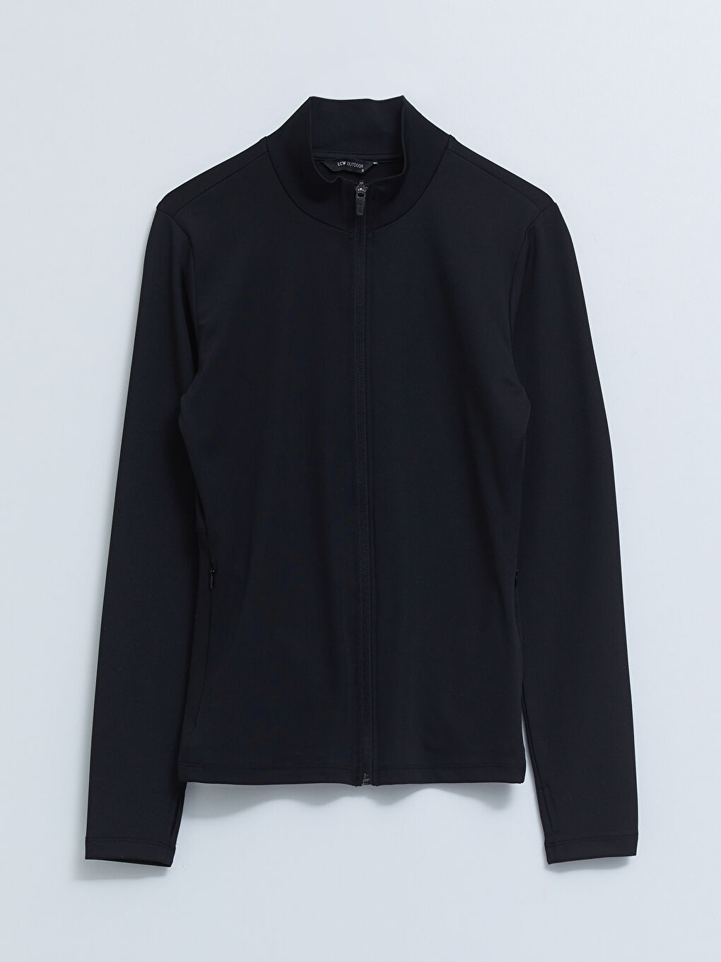 Siyah Dik Yaka Düz Uzun Kollu Kadın Outdoor Hırka-5