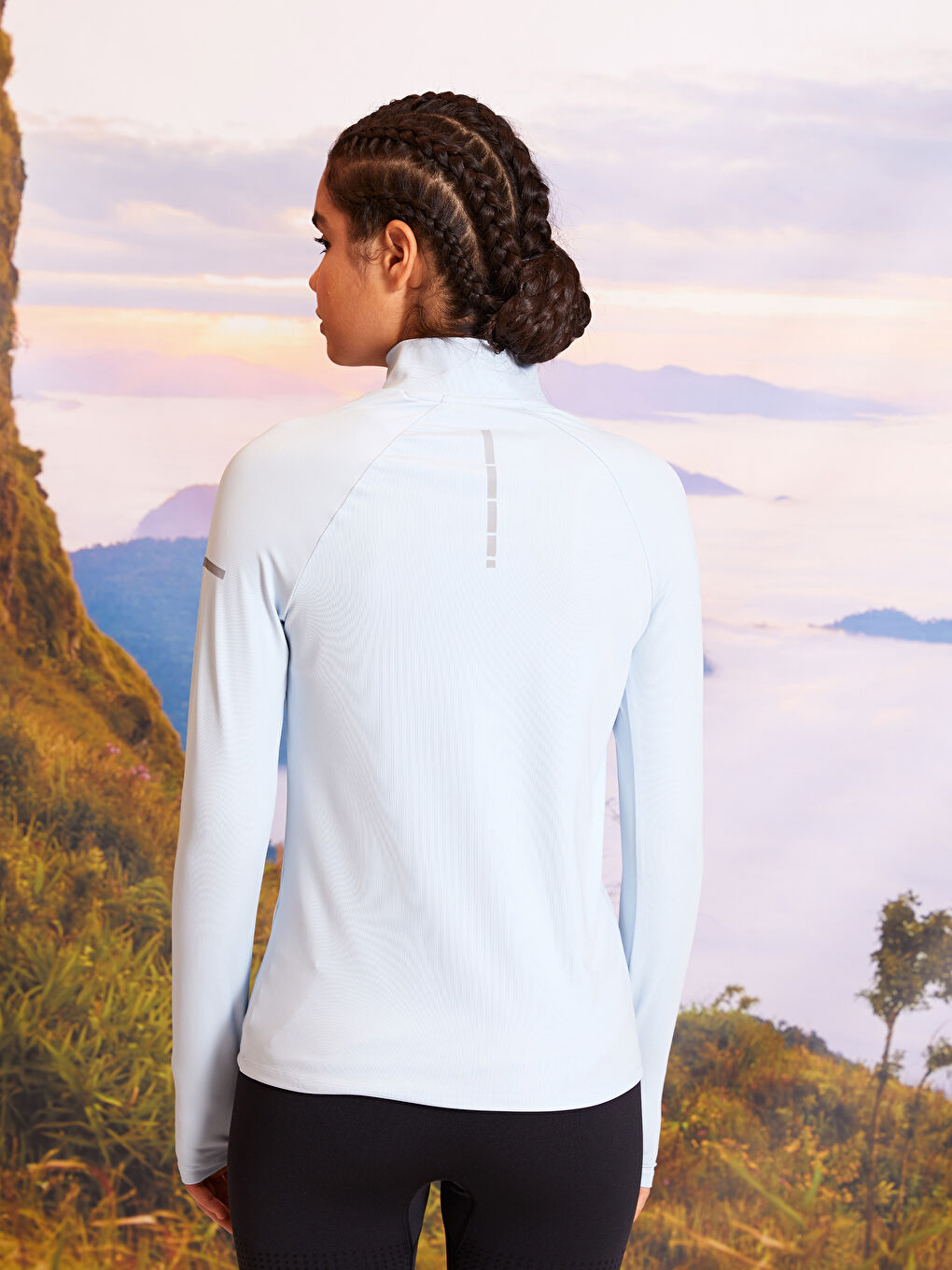 T-shirt d'Extérieur pour Femmes à Manches Longues Imprimé à Col Cheminée-4