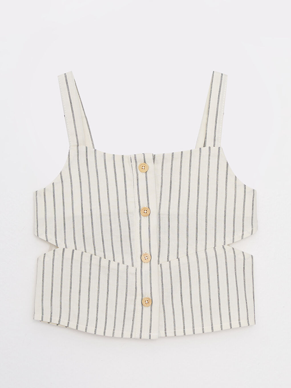 Square Neckline Striped Strapped Girls' Blouse