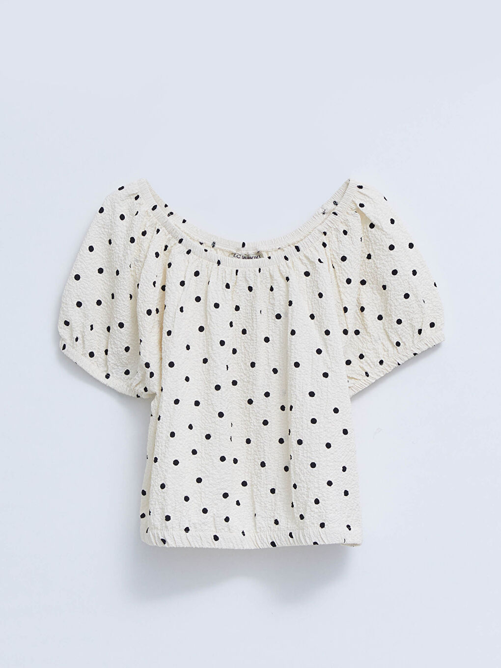 Boat Neck Polka Dot Short Sleeve Girls' Blouse -S2HD39Z4-LRA