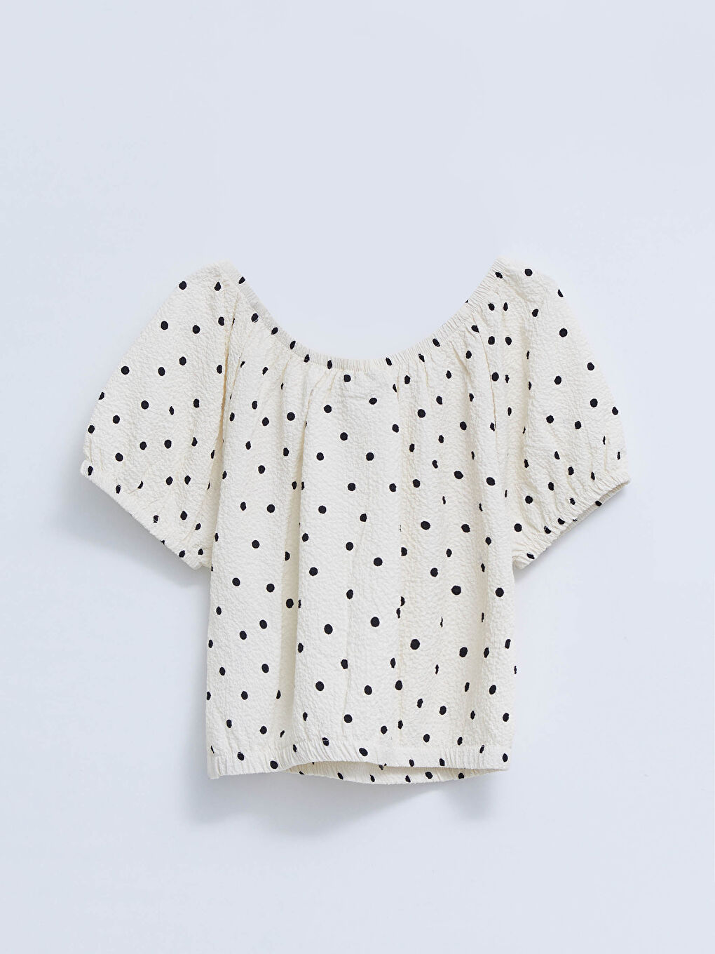 Boat Neck Polka Dot Short Sleeve Girls' Blouse -S2HD39Z4-LRA