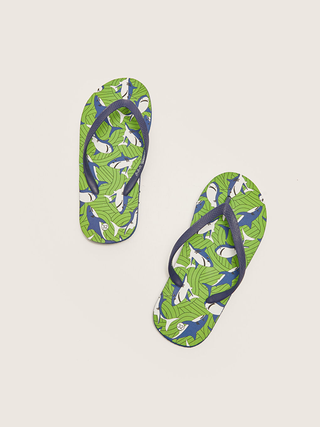 Yeşil Baskılı Parmak Arası Erkek Çocuk Plaj Terliği-4