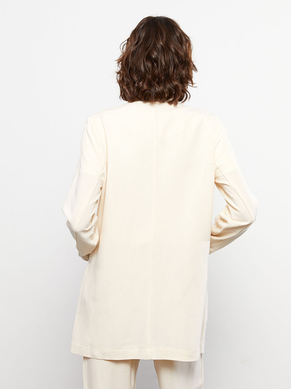 LC Waikiki Front Button Closure Straight Long Sleeve Linen Women's Blazer Jacket -S2HD52Z8-FWM