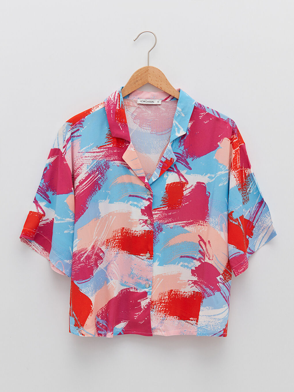 Chemise pour Femmes à Fermeture Boutonnée sur le Devant Imprimée à Manches Courtes en Viscose-5