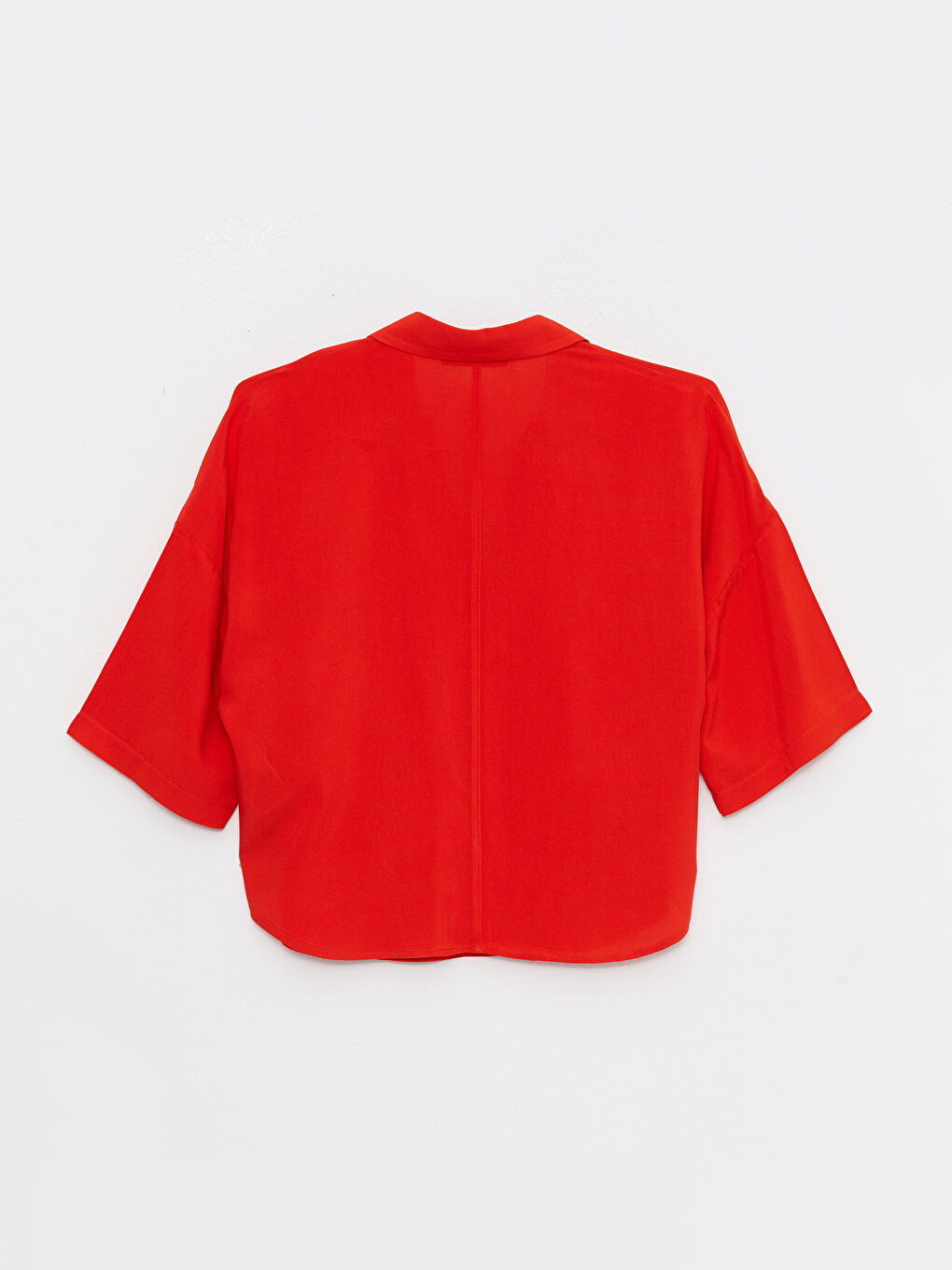 Shirt Collar Plain Viscose Women's Blouse-6