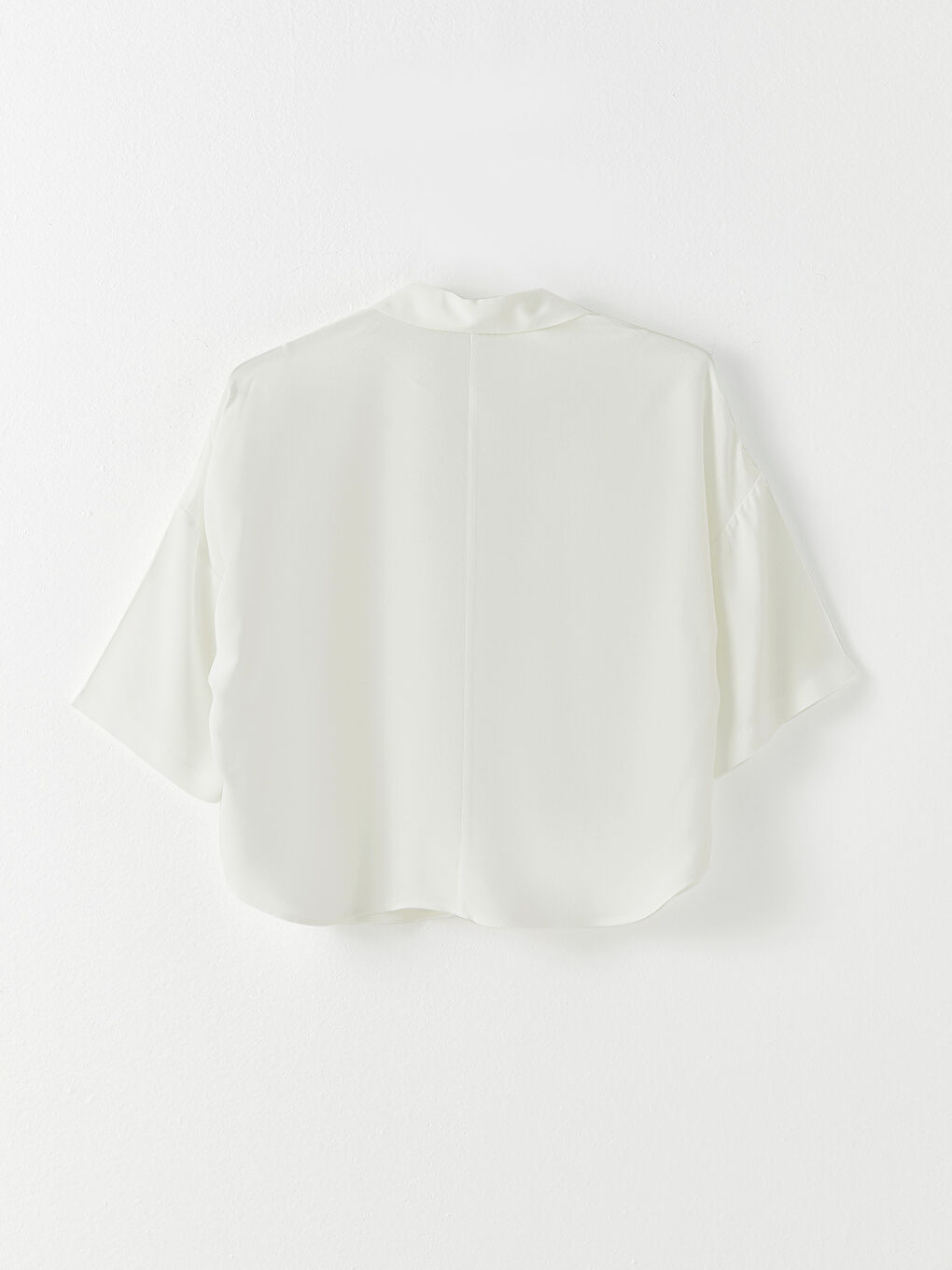 Beyaz Gömlek Yaka Düz Viskon Kadın Bluz-5