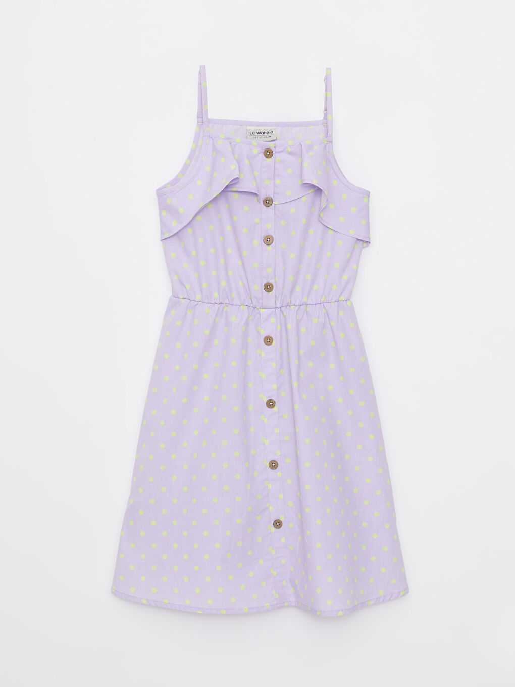 Square Collar Polka Dot Strap Poplin Girl Child Dress and Headband-1