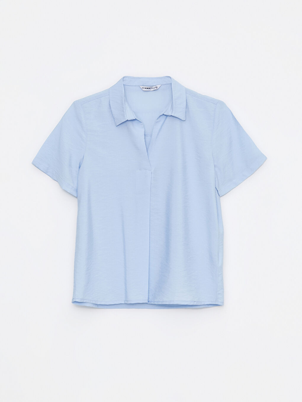 LCWAIKIKI Classic Shirt Collar Plain Short Sleeve Crepe Fabric Women's Blouse -S2HE03Z8-G9Q
