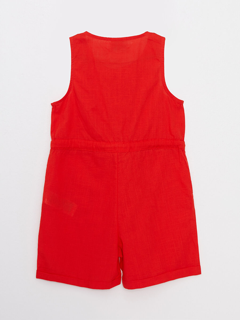 Turuncu Bisiklet Yaka Basic Poplin Kız Çocuk Tulum-1