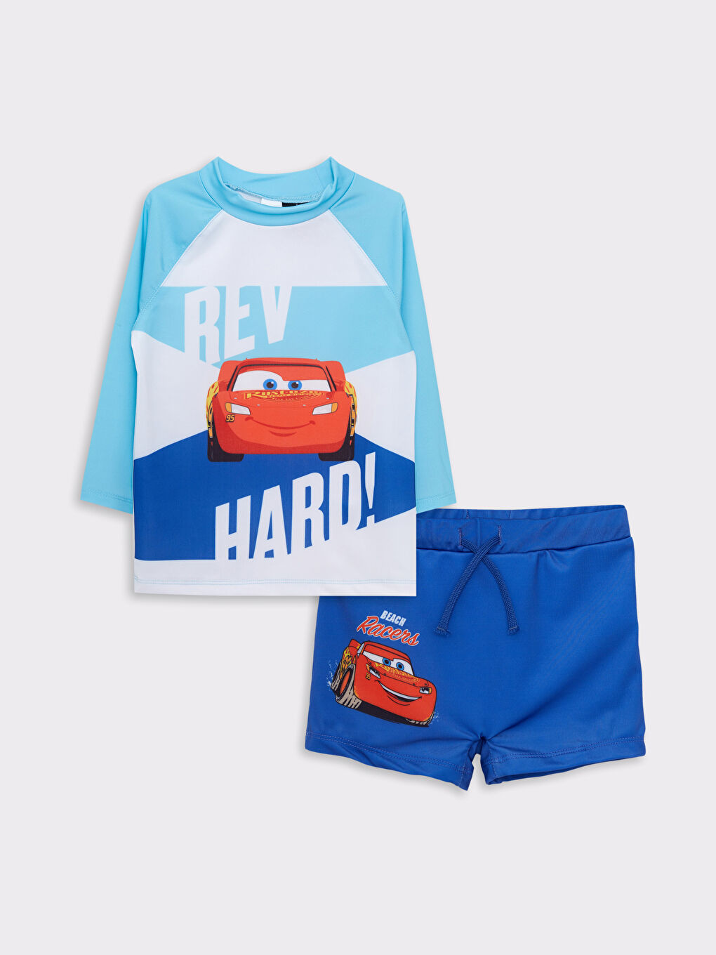 Crew Neck Long Sleeve Cars Printed Baby Boy Swimwear -S2HE14Z1-E5X