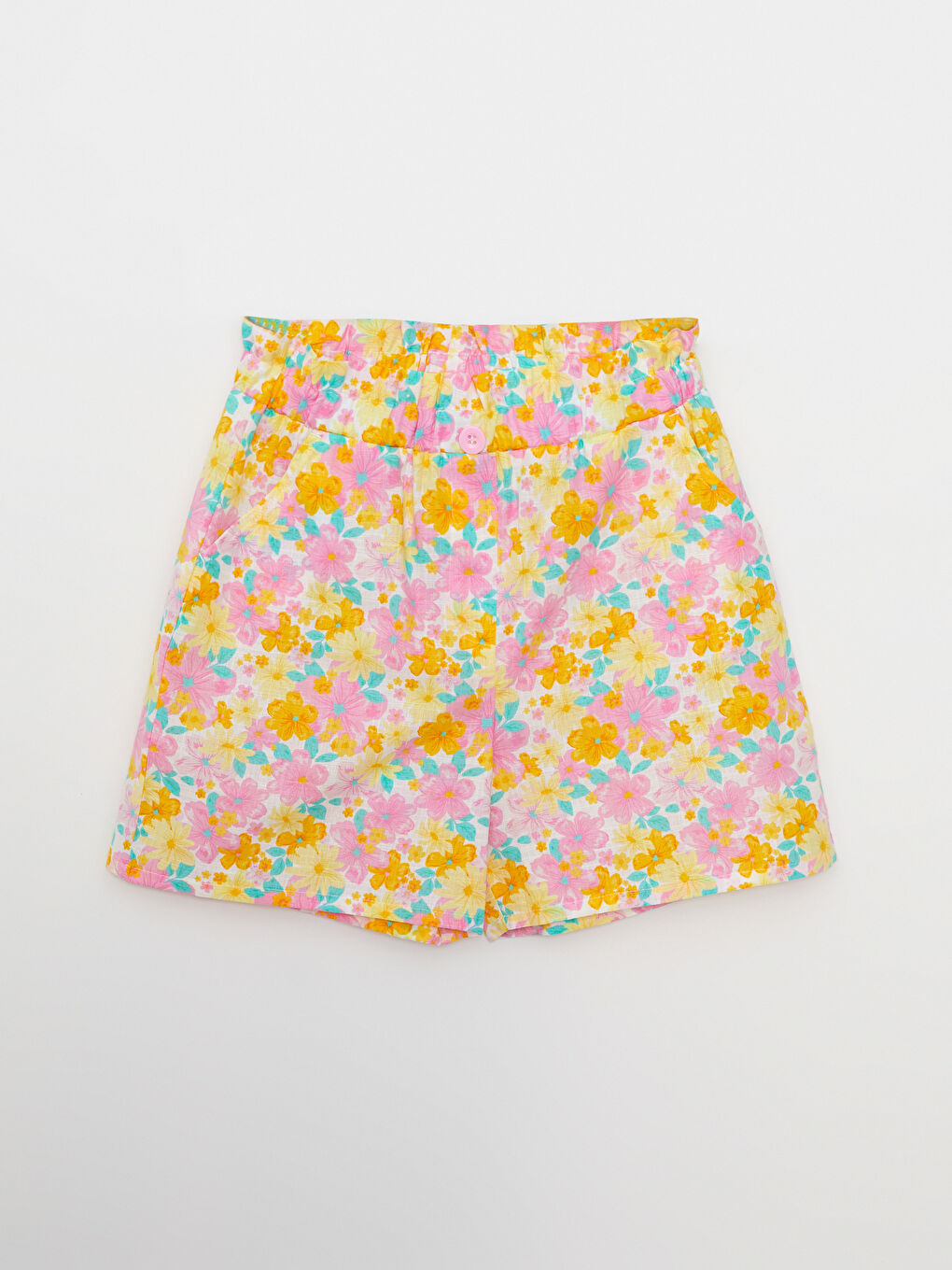 Shirt Collar Patterned Short Sleeve Poplin Girls Shirts and Shorts-3