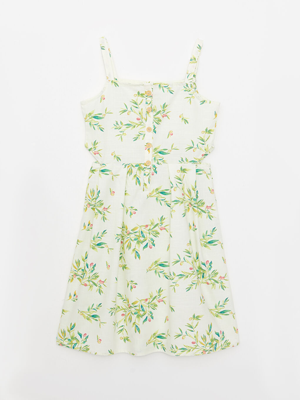 Square Neck Patterned Strappy Poplin Girl Dress -S2HE22Z4-LRA