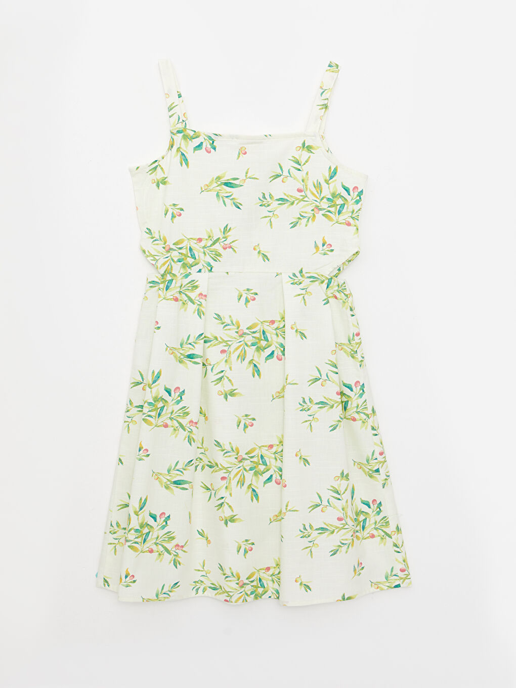 Square Neck Patterned Strappy Poplin Girl Dress -S2HE22Z4-LRA