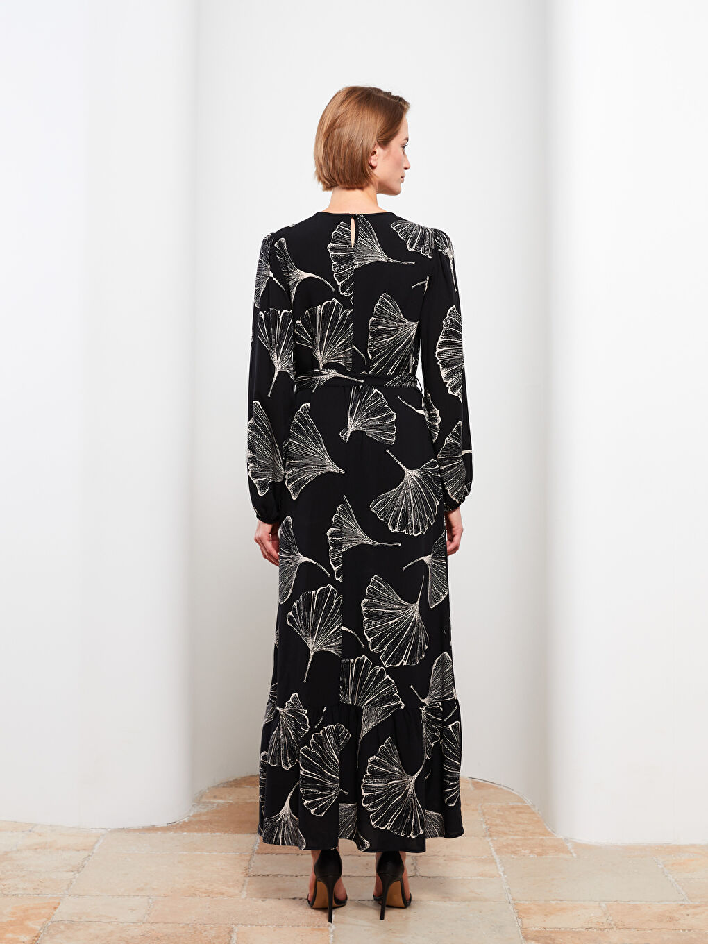 Crew Neck Floral A-Line Viscose Women's Dress-4