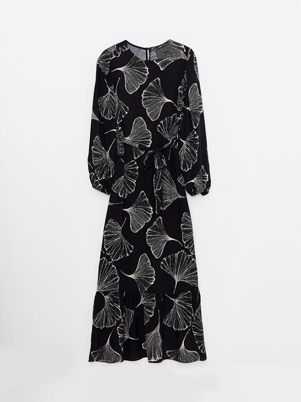 Crew Neck Floral A-Line Viscose Women's Dress-5