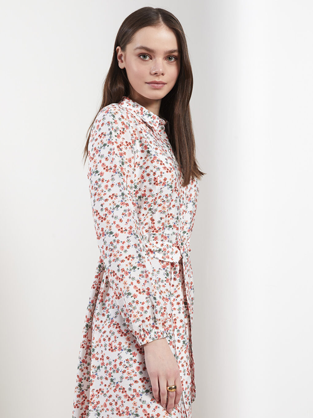Robe de Chemise à Manches Longues Florale pour Femmes-2