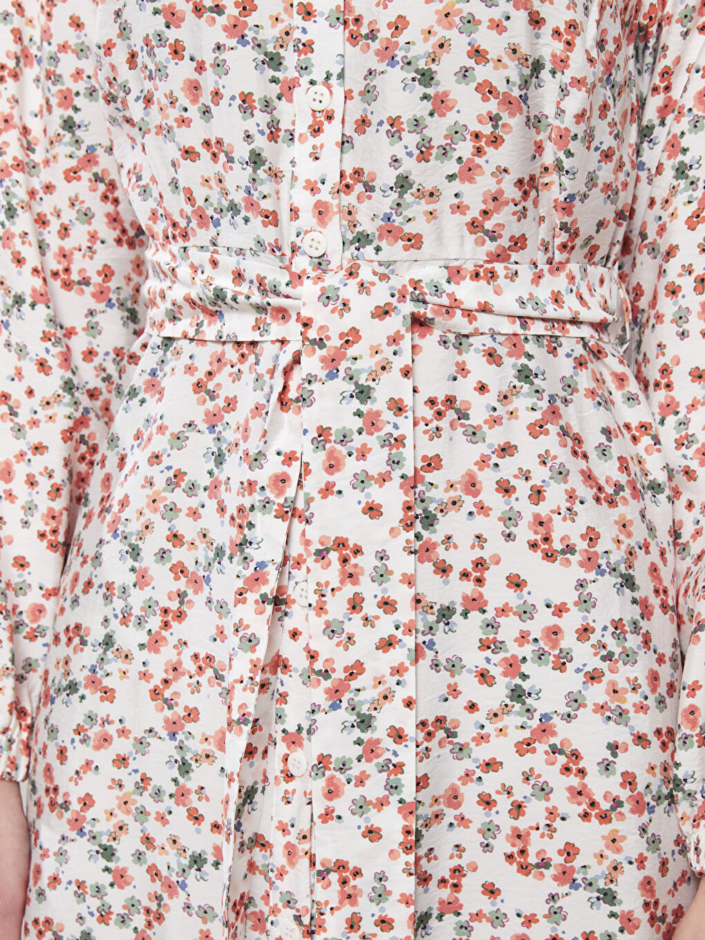 Robe de Chemise à Manches Longues Florale pour Femmes-3