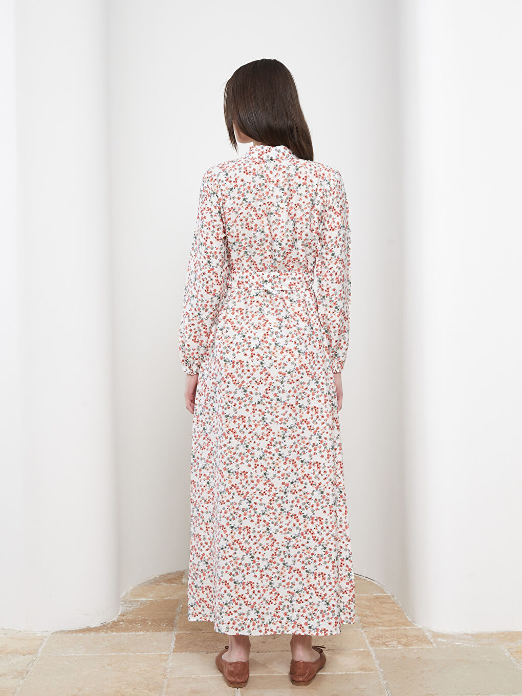 Robe de Chemise à Manches Longues Florale pour Femmes-4