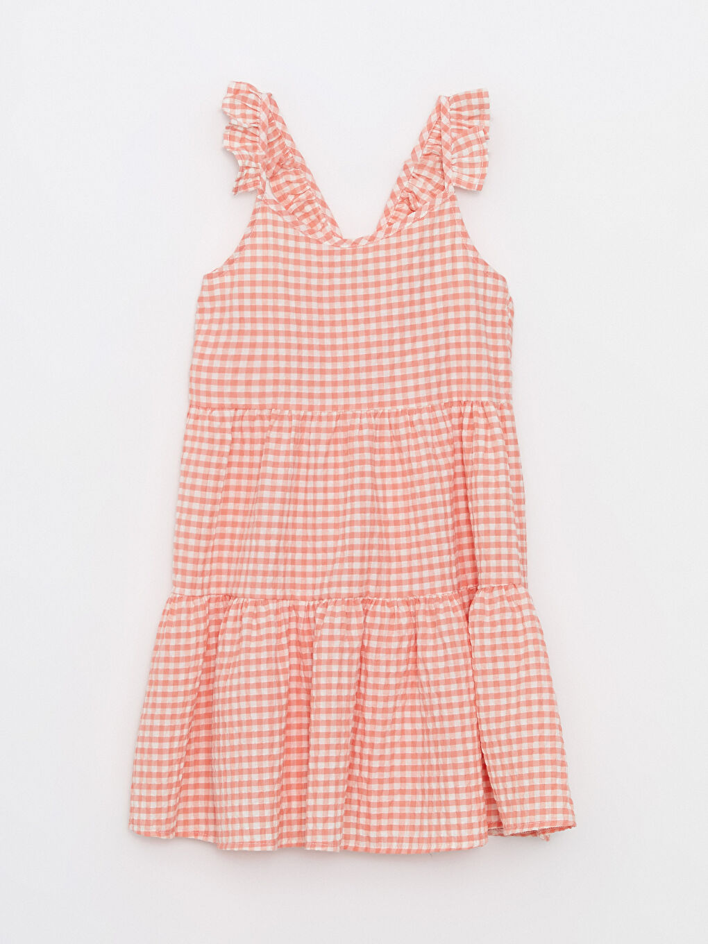 Rundhalsausschnitt Karo Kleid für Mädchen-4