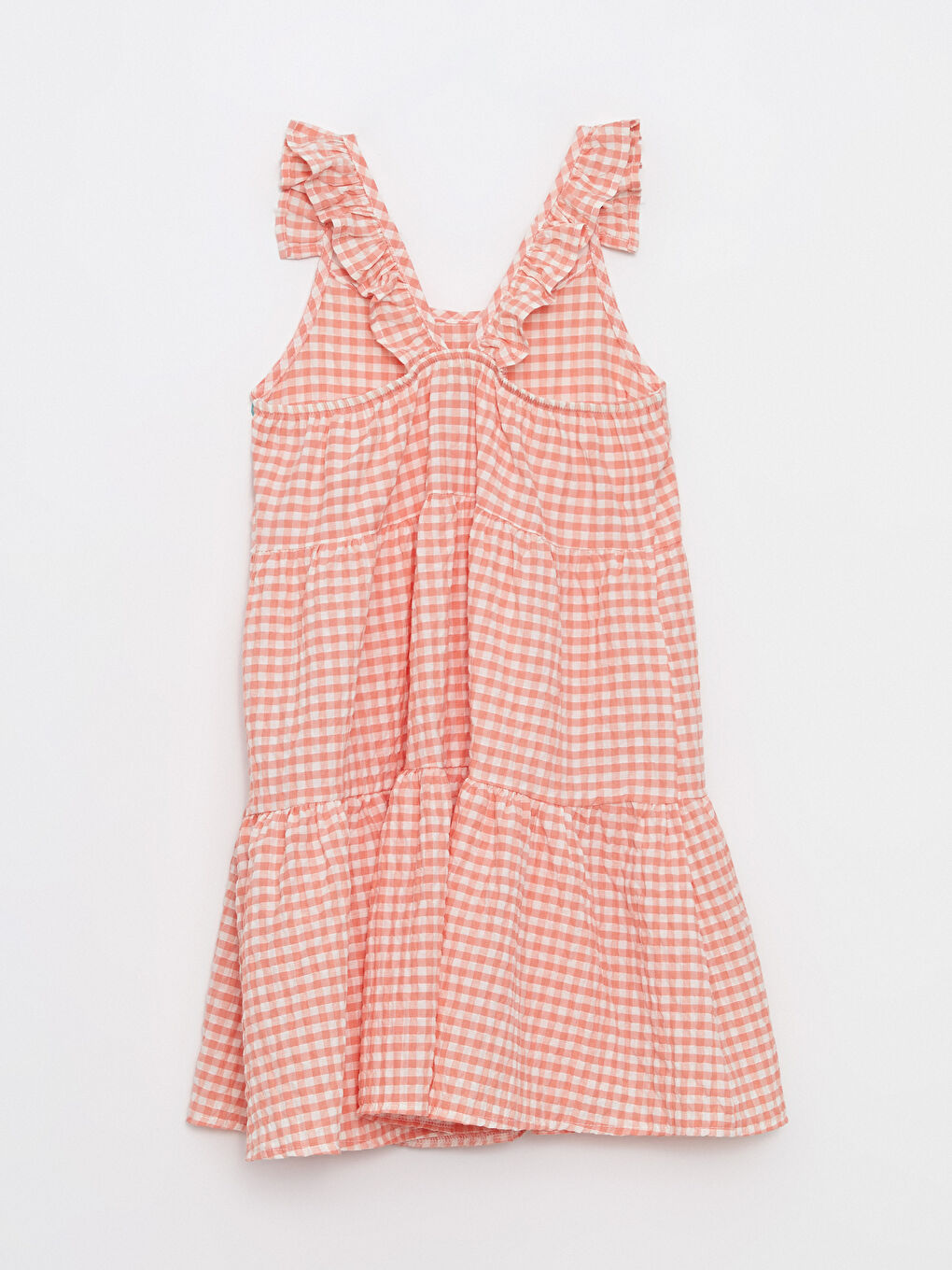 Rundhalsausschnitt Karo Kleid für Mädchen-5