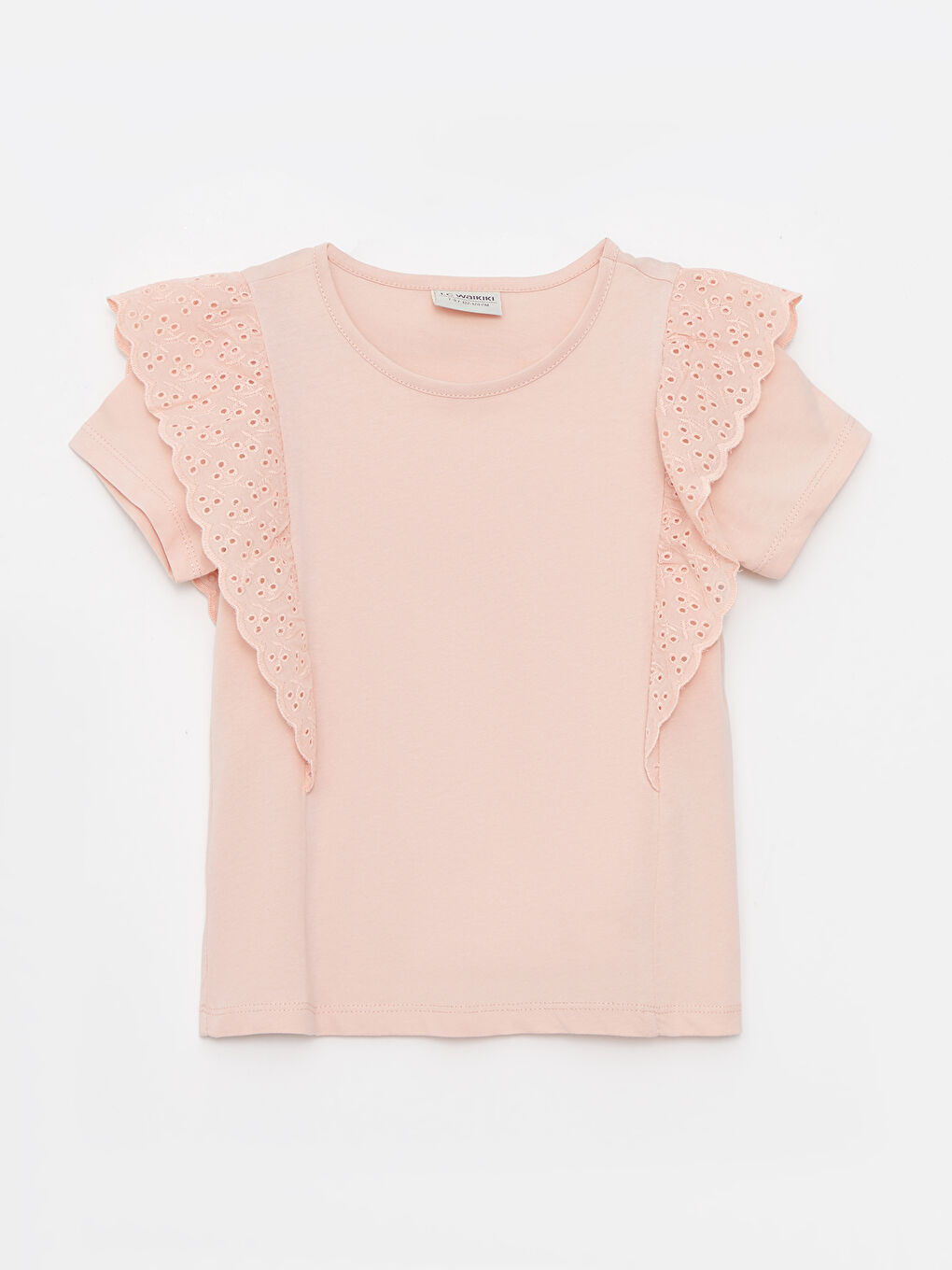 Pembe Bisiklet Yaka Basic Kısa Kollu Pamuklu Kız Çocuk Tişört