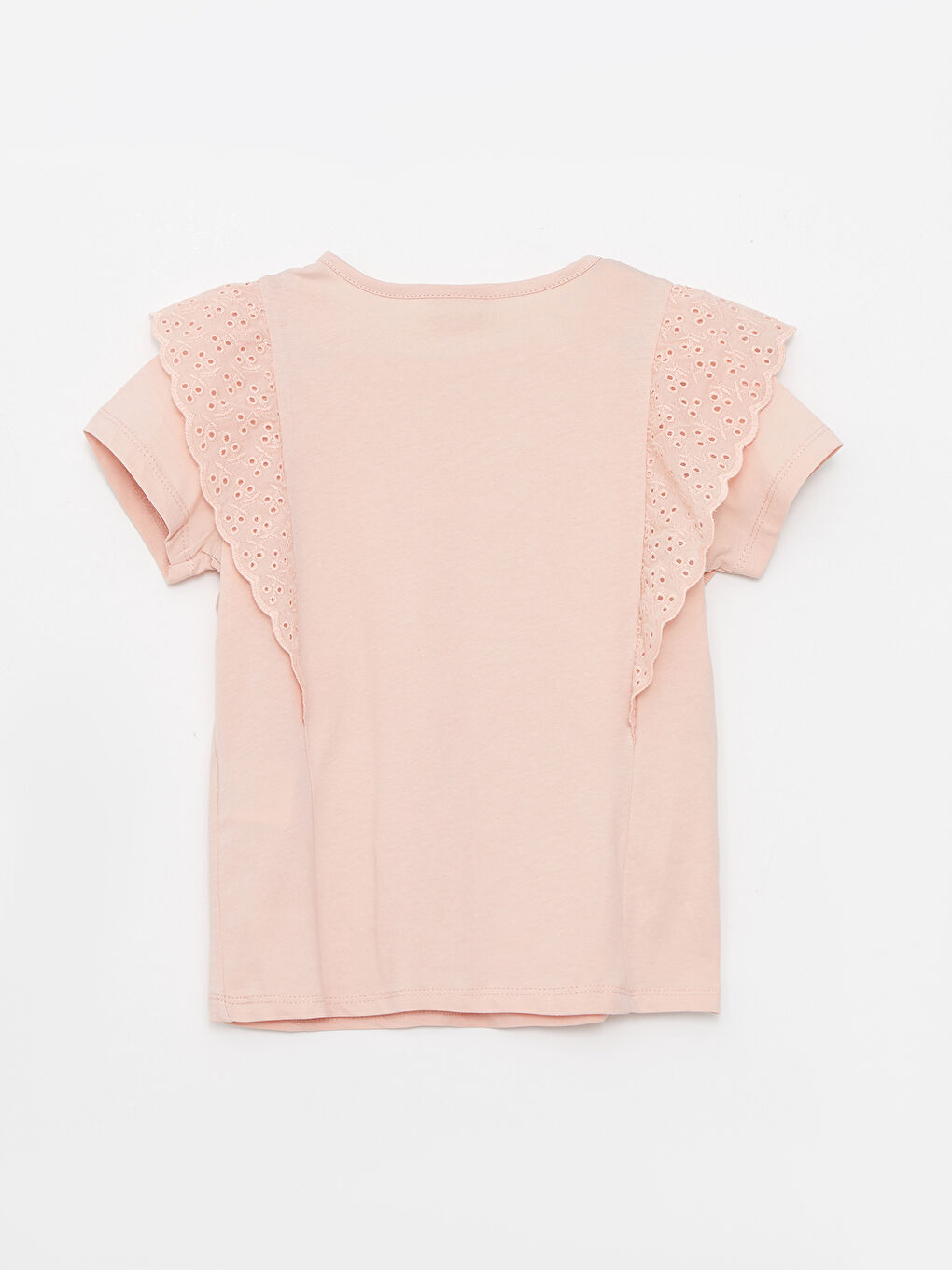 Pembe Bisiklet Yaka Basic Kısa Kollu Pamuklu Kız Çocuk Tişört-1