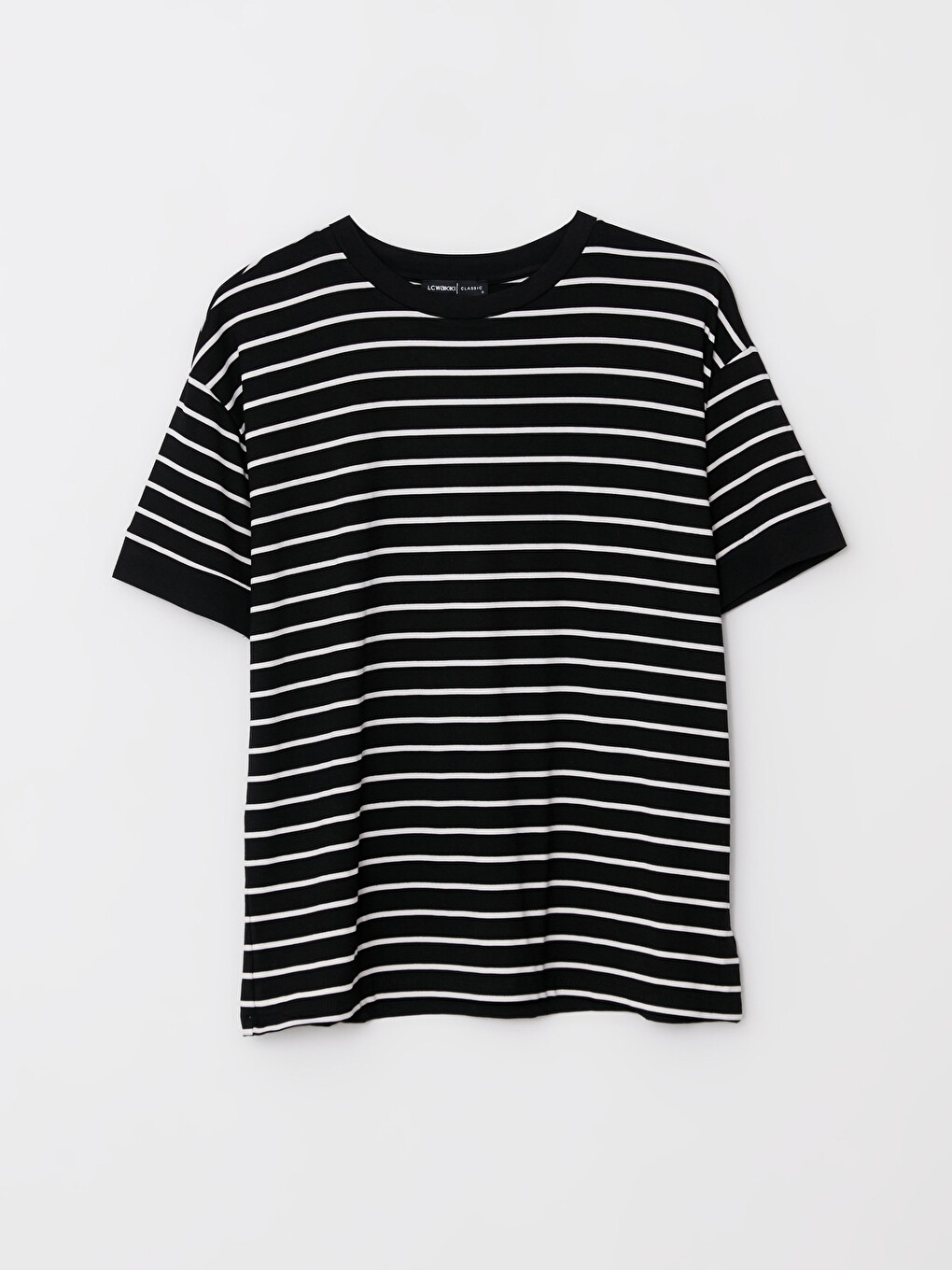 Crew Neck Striped Short Sleeve Women's T-Shirt-5