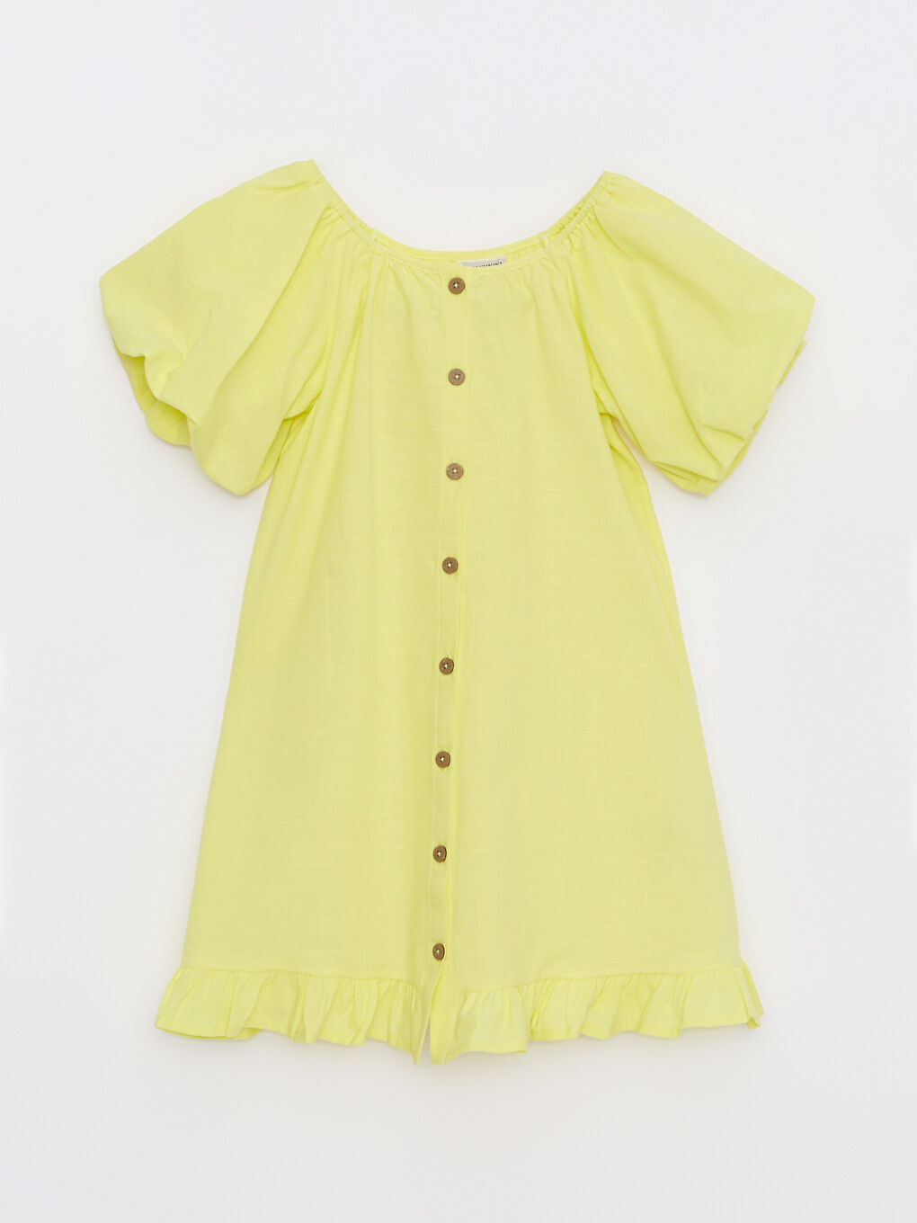 Yeşil Kayık Yaka Basic Kısa Kollu Poplin Kız Çocuk Elbise