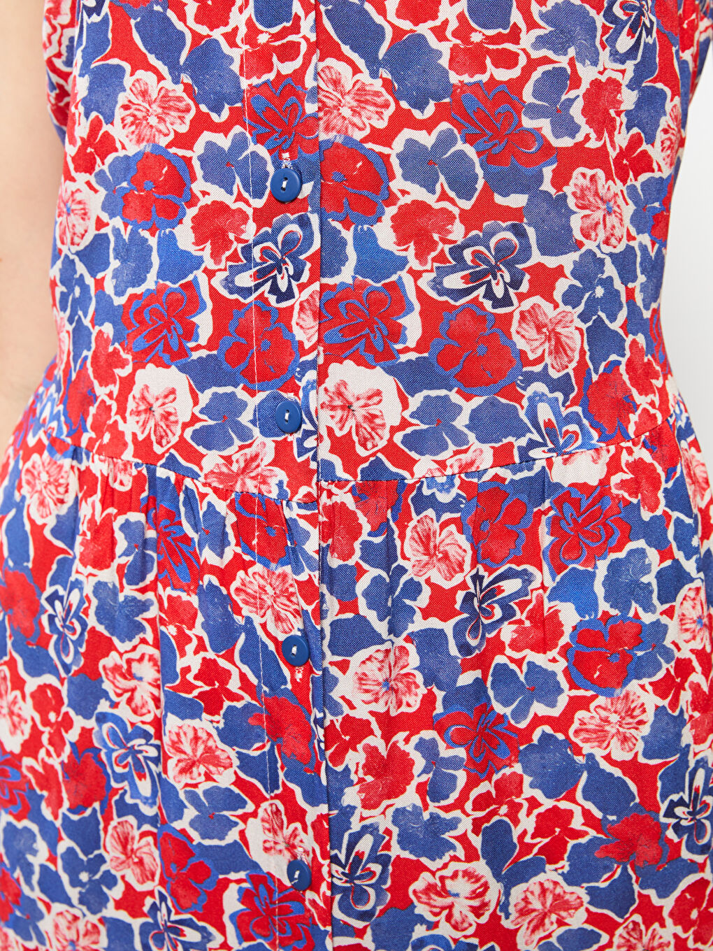 فستان نسائي بدون أكمام مطبوع بياقة على شكل حرف V من فيسكوز-4