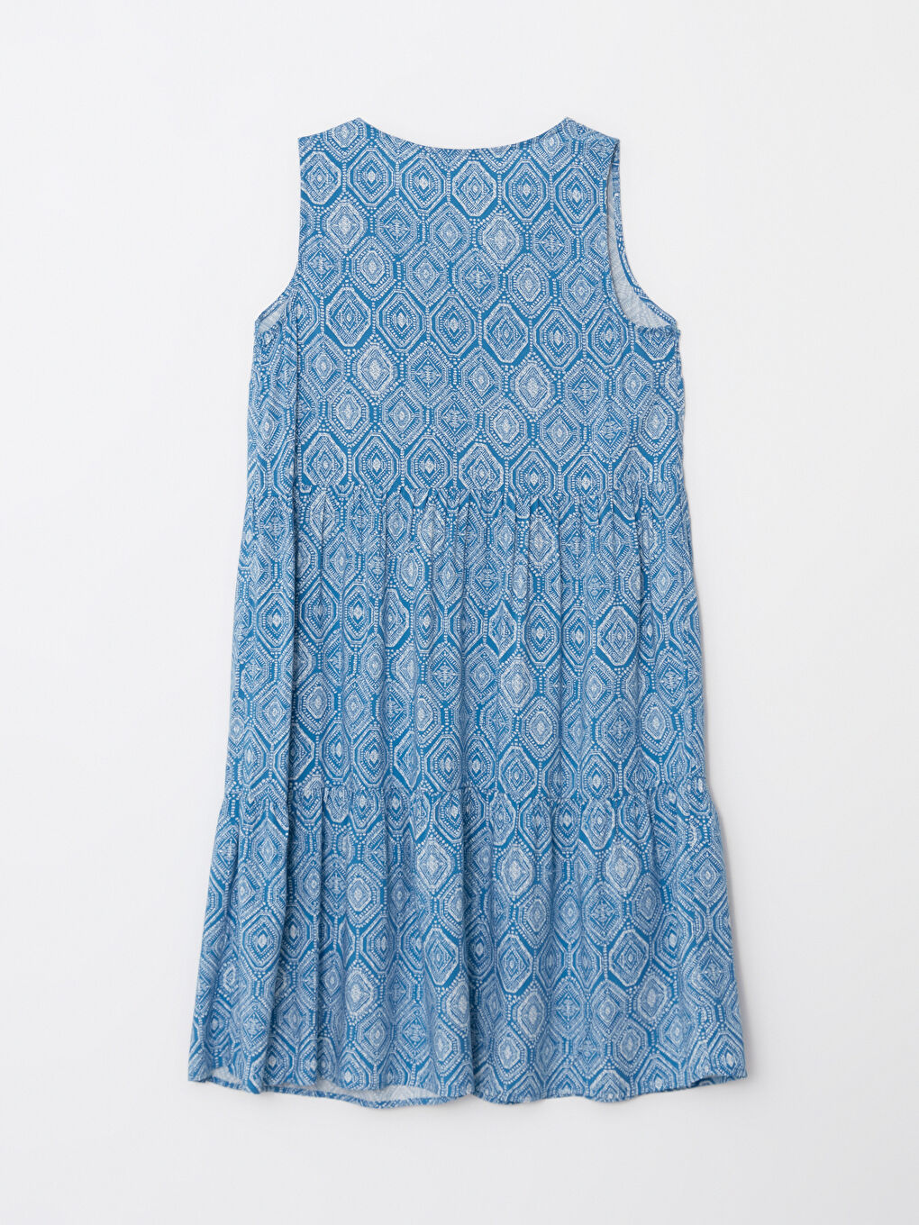 فستان نسائي بدون أكمام مطبوع بياقة على شكل حرف V من فيسكوز-6