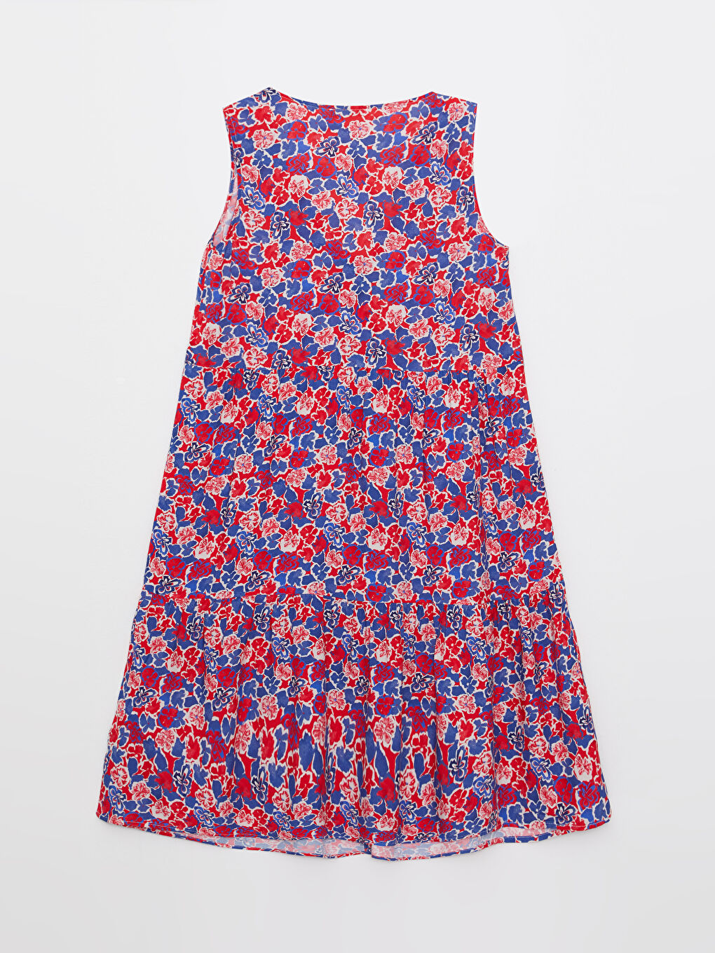 فستان نسائي بدون أكمام مطبوع بياقة على شكل حرف V من فيسكوز-7