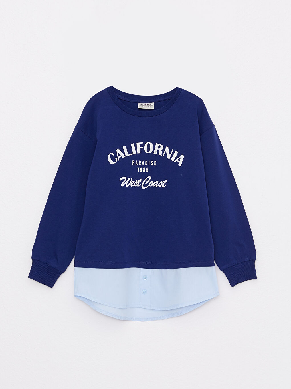 Crew Neck Printed Long Sleeve Girls' T-Shirt