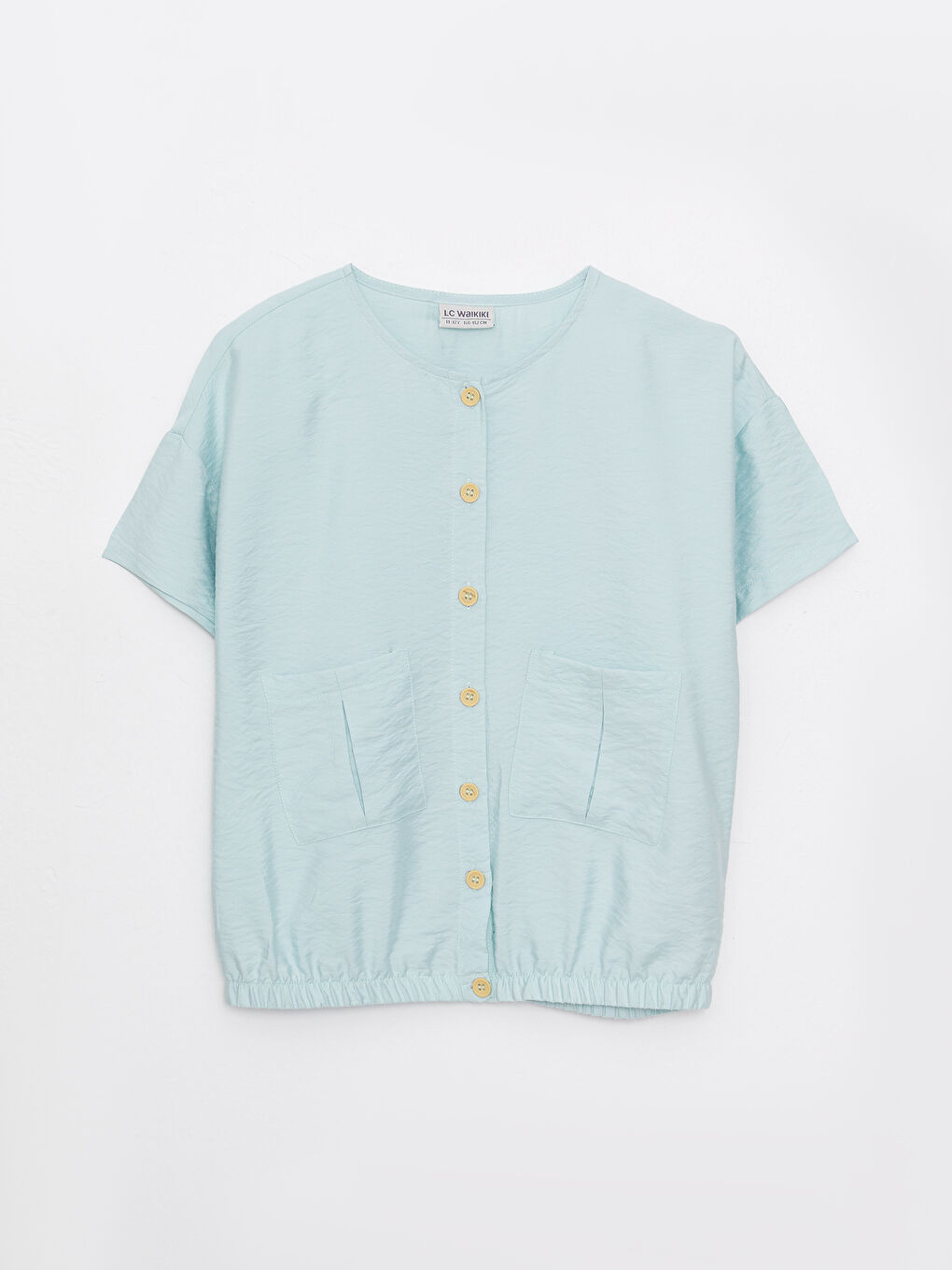 Crew Neck Basic Short Sleeve Girls Blouse